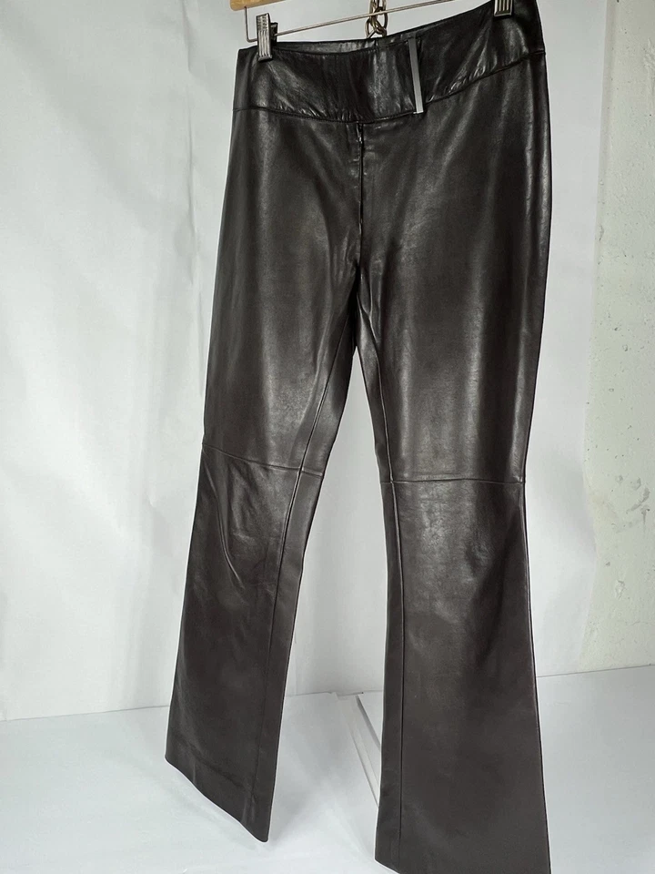 Elie Tahari size 6 Lamb Leather Pants Sexy Luxury Y2K  Chic Feminine - Image 1 of 4