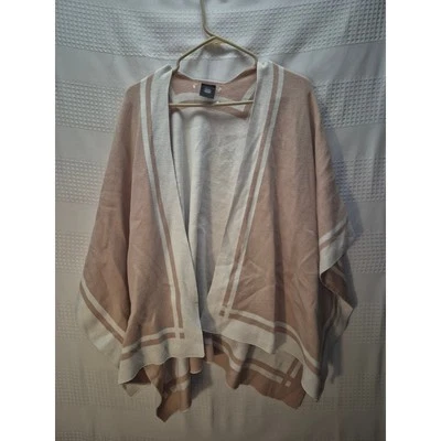 Poncho Ruana cruzado marrón blanco cejón frente abierto talla única *defecto 7244 Foto 1 de 4