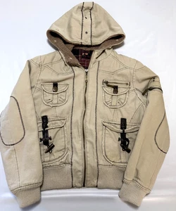 B by Burton Snowboards Damen Large hellbraun Canvas Kunstleder Fell Winterjacke - Bild 1 von 17