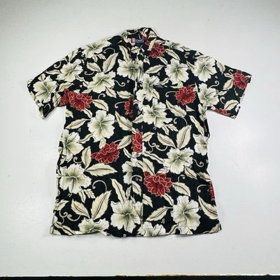 Chaps Ralph Lauren Vintage Hawaiian Shirt Black Red Floral Men’s Size Large - Image 1 of 4