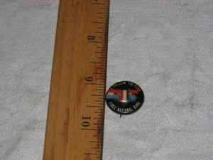 We Follow The Flag First National Bank Celluloid Pinback 3/4" w/RWB Cloth - Picture 1 of 1