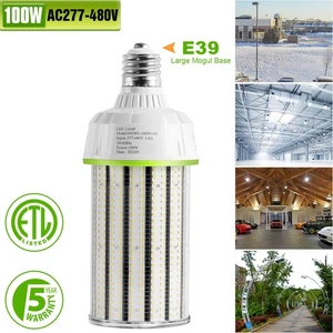 480V 100W LED Corn Light Bulb E39 Mogul Base 6000K Industrial Warehouse Lighting - Picture 1 of 11