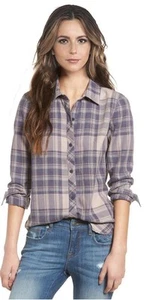 O'NEILL Womens Small Graystone Muted BIRDIE PLAID BUTTON DOWN SHIRT NWT - Picture 1 of 3