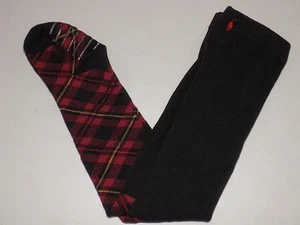 Ralph Lauren Toddler Girls Black / Red Plaid Footed Tights Size 18-24M - Imagen 1 de 1