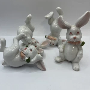 Fitz & Floyd Adorable Tumbling Rabbits Bunnies Made in Japan Set of 4 3-4" Tall - Picture 1 of 20