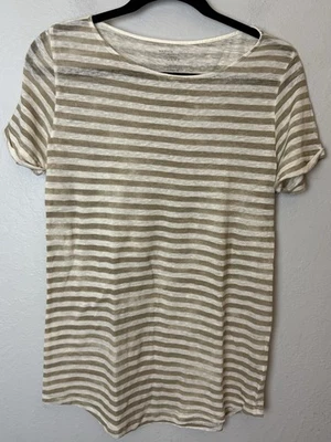 Camisa Majestic Filatures Mujer 3 Deluxe Camiseta Jersey Lino Beige Rayas Top Foto 1 de 3