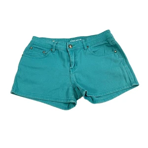 Crunch Jean Shorts Womens 11 Turquoise Denim Shortails Jorts Rhinestone Studs - Picture 1 of 10