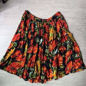 Vintage Lemieux Skirt One Size Tall Drawstring Waist Artsy Hippie Boho Floral - Picture 1 of 6