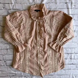 Zow Zow Anthropologie Peasant Top Eyelet Blouse Sz 0  Country Western Pastel - Picture 1 of 15