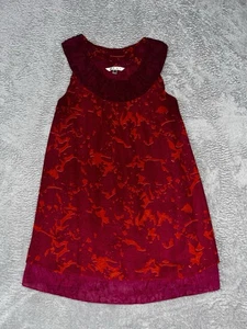 Blusa túnica sin mangas CAbi 999 rosa origami y naranja en capas para mujer talla pequeña usada en excelente estado - Imagen 1 de 4