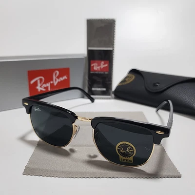 Ray-Ban RB3016 Clubmaster Sunglasses Classic Black Frame Gray Lens 51-21 mm - Image 1 of 4
