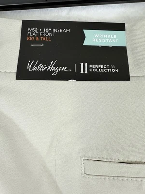Nuevos Pantalones Cortos de Golf Walter Hagen 52 Para Hombre 10” Tostado Caqui Beige Grande Alto Frente Plano Foto 1 de 4