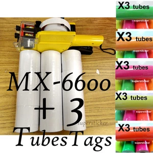 MX-6600 2 Lines Price Tag Gun Labeler +3 tubes Tag +1 Ink Red Pink Green Yellow  - Picture 1 of 11