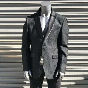 Men’s Angelino Black Shiny Casual Prom | Tuxedo | Blazer NWT - Picture 1 of 5