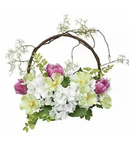 ALLHANA Spring Wreath for Front Door 16-18 Inch Artificial White Flowers Gree... - Picture 1 of 10
