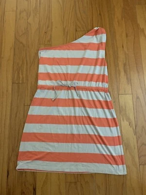 Vestido corto de algodón para mujer A Lilla P Pima XL un hombro gris salmón  Foto 1 de 3