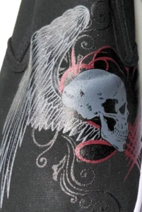 NEW Skeleton Winged Slip On Hot Topic Black Canvas Size 9 7 Unisex Shoe Sneaker - Picture 1 of 6
