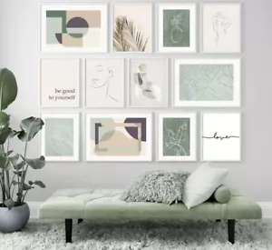Minimalistische nordische geometrische abstrakte Leinwand Kurve Mädchen Wandposter Drucke Dekor - Bild 1 von 44