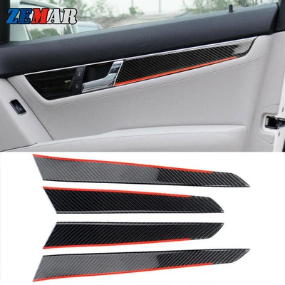 Tira de moldura de panel de puerta interior de fibra de carbono para Mercedes-Benz Clase C W204 07-13 Foto 1 de 4