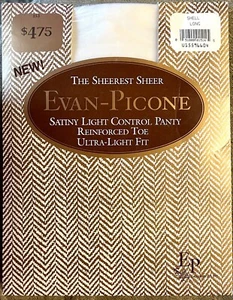 VTG Evan Picone Pantyhose Long Shell White Satiny Ultra Light Control Panty - Picture 1 of 4