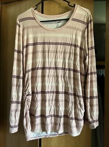 Maternity Top Long Sleeve XL Shirt Casual Lightweight Striped Rayon Spandex - Bild 1 von 4