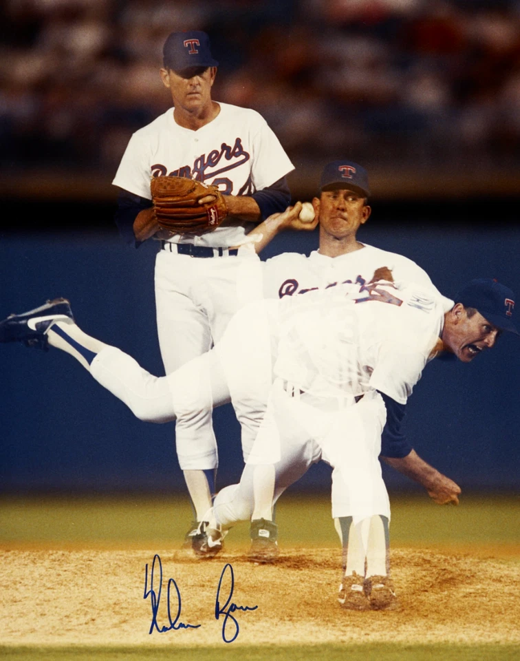 Nolan Ryan Autographed 8x10 Texas Rangers Triple Photo Signed Reprint Photo - Image 1 of 1