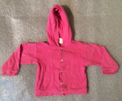 Vintage Toddler Hoodie Sweatshirt Pink Button Up Size L 23-26 lbs - Image 1 of 3