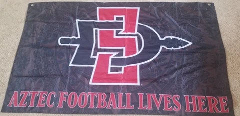 San Diego State " Aztec Football Lives Here" Flag Banner 3x5 Ft. Aztec Calendar Cover