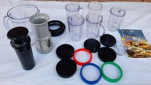 USED 18 X MAGIC BULLET ACCESSORIES +1 X 10 SECOND RECIPE BOOK ALL VERY GOOD - Picture 1 of 12