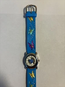 Bijoux Terner K-1539 Butterflies Blue Plastic Band Analog Kids Watch - Picture 1 of 4