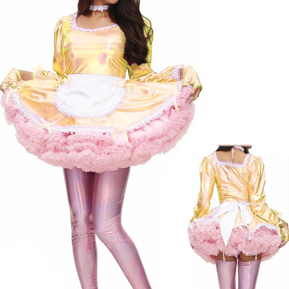 Sissy Sweet Classic Lolita Dress Fancy Apron Maid Dress With Gloves and Neckwear - Image 1 of 4