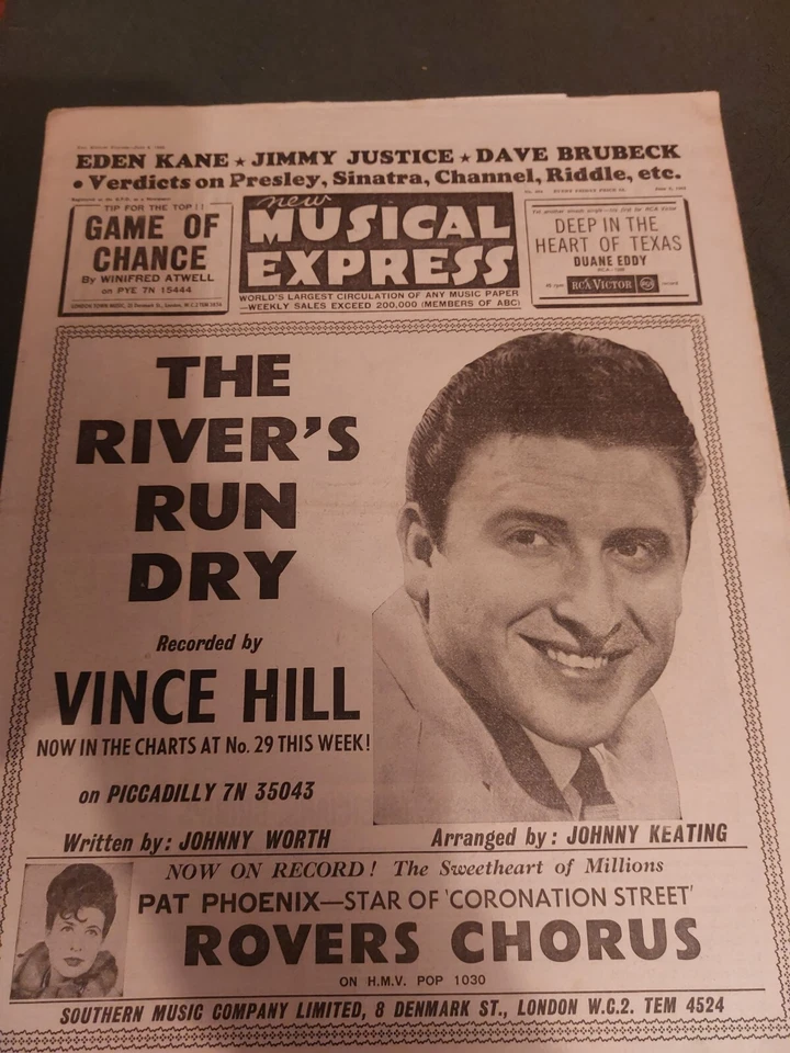 Vintage NME Magazine 8th JUNE 1962 Vince Hill Eden Kane Elvis Sinatra Joe Brown  - Image 1 of 1