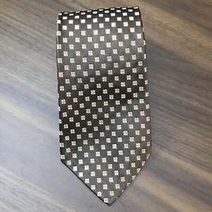 POLO RALPH LAUREN Vintage Handmade in USA 100% Silk Tie Green Silver Geometric - Picture 1 of 8