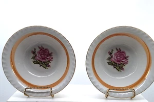 2 Westwood Fine China Bowl Handcrafted Japan Center Floral Rose Scalloped Rim - Picture 1 of 9