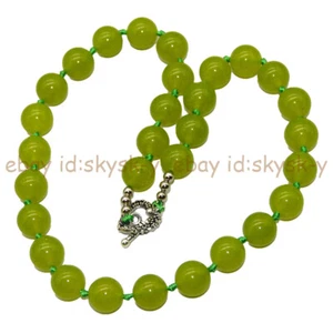 Green Olive Peridot Natural 8/10/12/14mm Round Gemstone Beaded Necklace 16-48'' - Picture 1 of 9