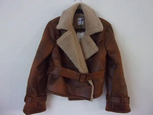 New Bershka Brown Double Faced Short Aviator Style Jacket with Belt Size: S - Picture 1 of 10