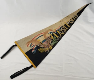 Vintage West Point Military Academy Pennant Banner Bald Eagle Shield Felt 29.5" - Picture 1 of 12