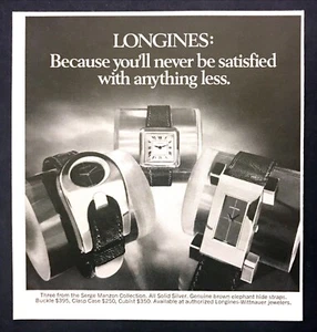 Longines Serge Manzon 1975 colección de 3 relojes foto anuncio impreso vintage - Imagen 1 de 1