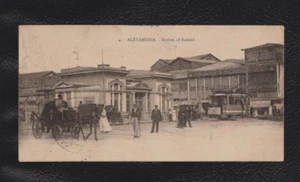 postal enviada desde Egipto a Riga La estación de tren en Alejandría - Imagen 1 de 2