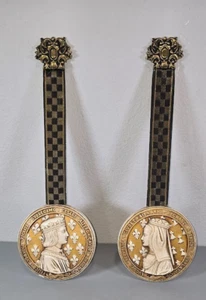 1499 Wedding King Louis XII Queen Anne French Royal Antique Brass Wall Hangings - Picture 1 of 8