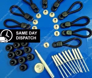 Bungee Loops Fitting Kit 80mm 10 pk Bunji Tonneau Ute Marine Knob Loop W/- TOOL - Picture 1 of 4