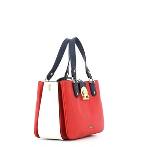 Borsa a mano Liu JO media pelle PU colorblock Irvine rossa bianca blu NUOVA - Foto 1 di 18
