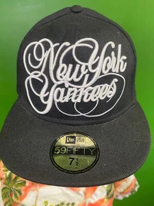 Gorra/sombrero de béisbol MLB New York Yankees New Era 59FIFTY negro talla 7-1/2 nuevo con etiquetas - Imagen 1 de 6