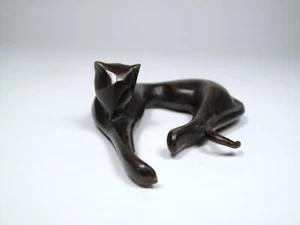 bronze katze figur skulptur art deco stil lying cat sculpture - Bild 1 von 12