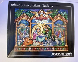 Vermont Christmas Company Stained Glass Nativity Scene 1000 Piece Puzzle - Picture 1 of 12