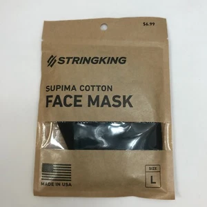 Mascarilla facial de algodón StringKing Supima - Protección grande/adulto - negra NUEVA SELLADA - Imagen 1 de 2