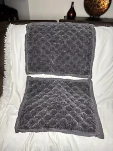 Pottery Barn  Velvet Lattice Quilted 2 Standard Shams - Gray - Picture 1 of 5
