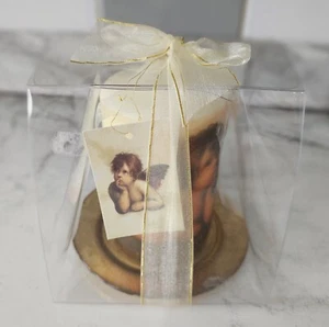 Salco Gold & Cream Cherub Pillar Candle On Plate Gift - Picture 1 of 6