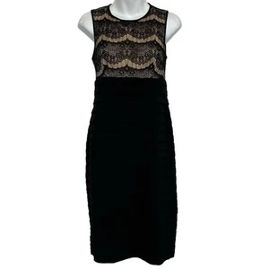 SCARLETT Black Tiered Lace Bodice Stretch Jersey Knit Cocktail LBD Dress sz 4 - Picture 1 of 15
