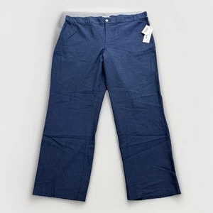 Liz Claiborne Pants Women's XL Linen Blend Blue Wide Leg Back Pockets NWT - Picture 1 of 10